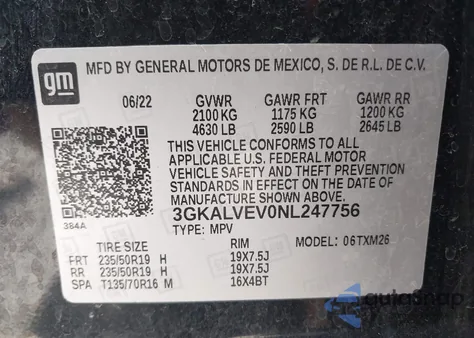 2022 GMC Terrain Awd Slt из США, поврежденный, VIN 3GKALVEV0NL247756